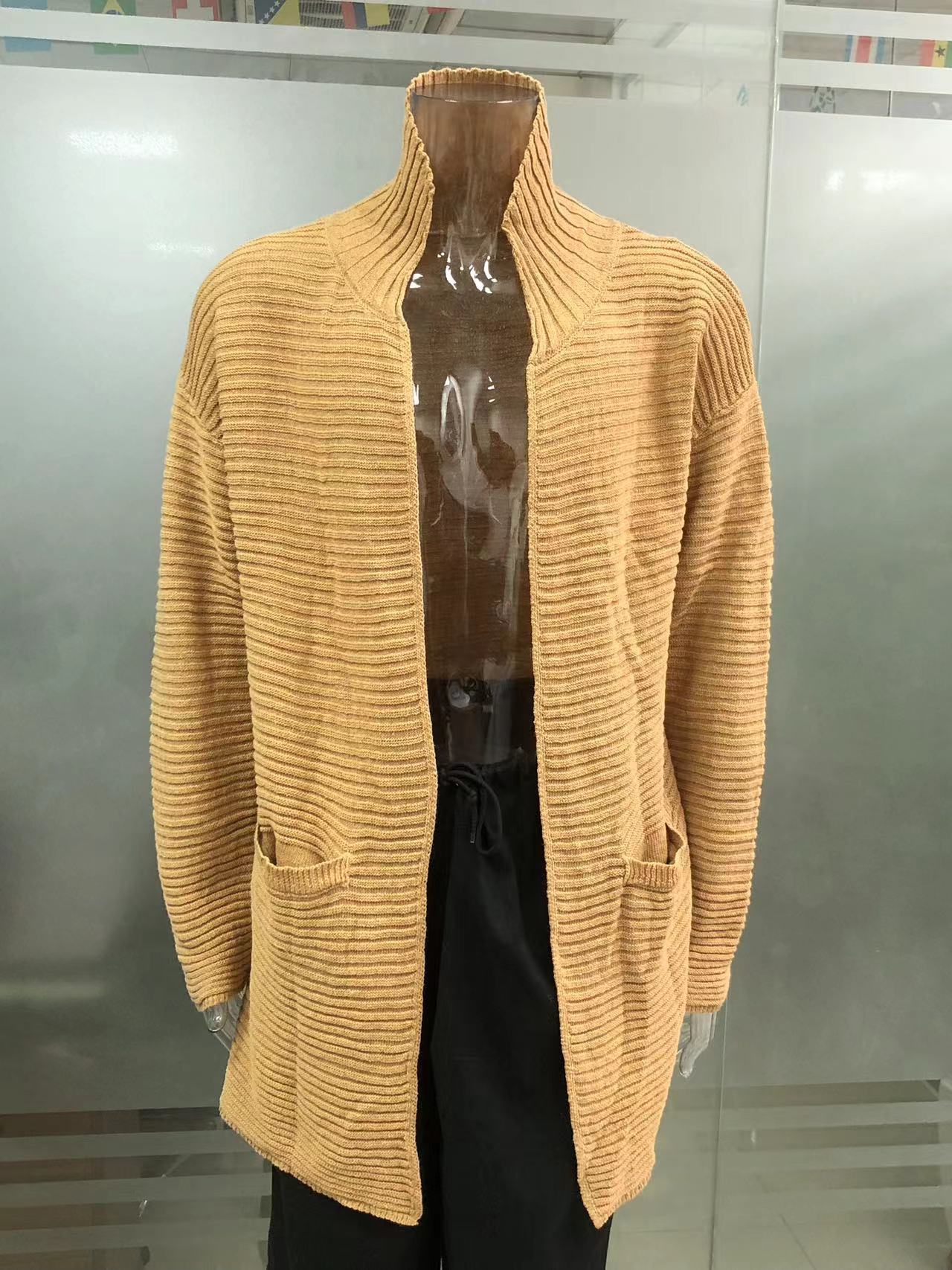 2023 Otoño e Invierno Nuevo cardigan de color sólido cuello alto de manga larga suéter de punto abrigo transfronterizo Amazon suéter europeo y americano