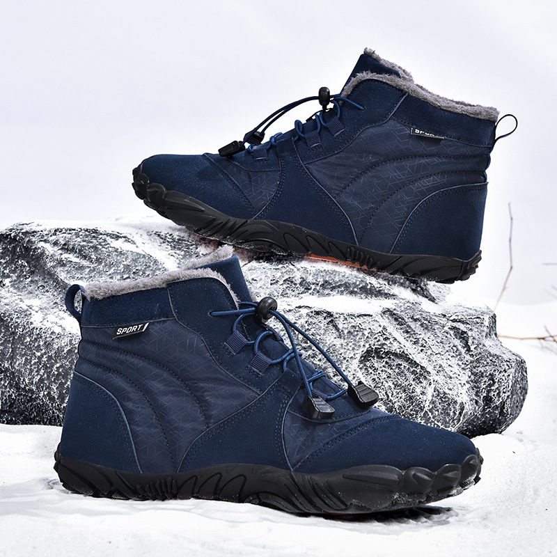 Nuevos zapatos de hombre al aire libre zapatos de algodón de alto nivel pareja con botas de nieve caliente antideslizante con una sola gruesa de camisa zapatos de montaña