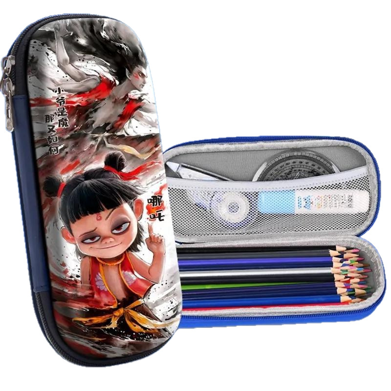 Nezha 's Devil Boy Making Sea Papelería Caja de bolsillo para estudiantes de la escuela primaria cool Caja de lápiz para niños y niñas Bolsas de lápiz de gran capacidad
