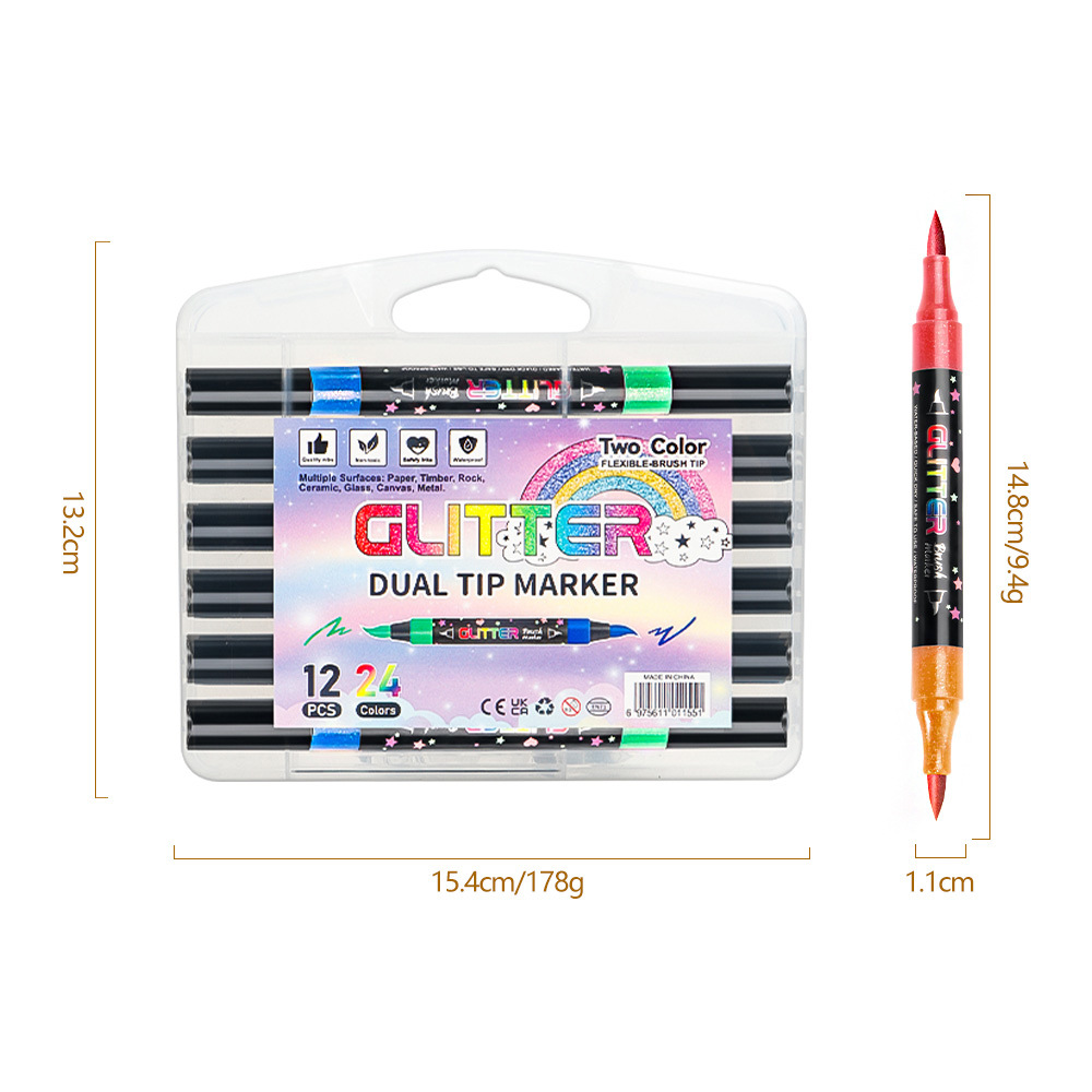 Doble cabeza blando de doble color flash puntero de resaltado para estudiantes de pintura marcador de graffiti libro de mano color flash puntero