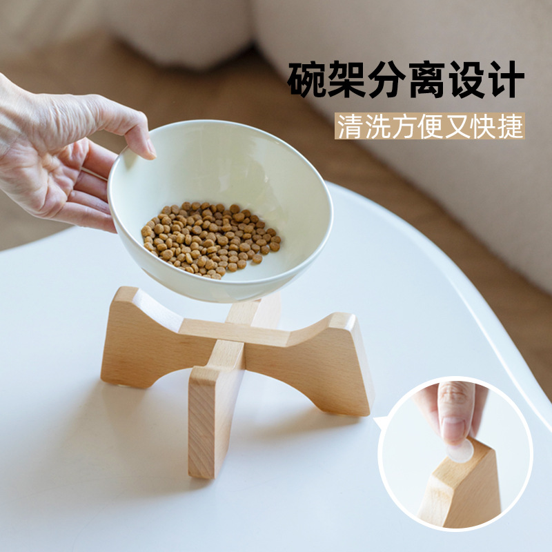 Tazón de gato de alto valor facial, tazón de comida para gatos de cerámica, tazón de comida para gatos, cubiertos, platos, cubetas, cuello, agua potable, tazón de boca inclinada