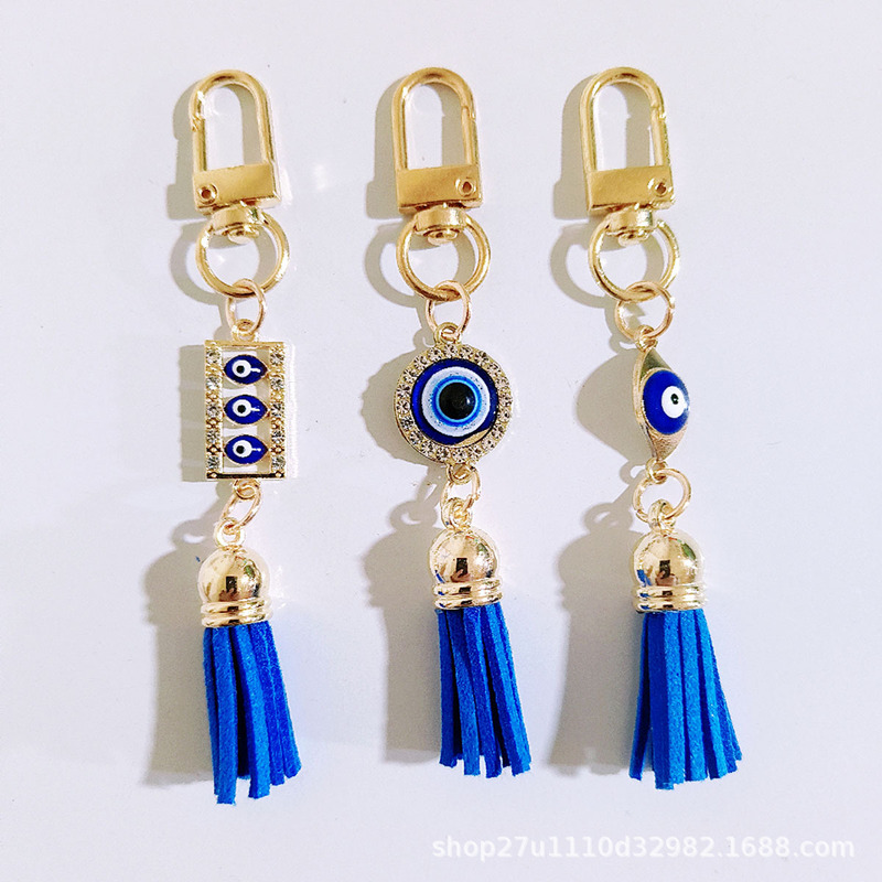 Evil Eye Keychain, Blue Eyes Tassel Pendant Bag Decoration Wallet Accessories, Factory Direct Supply