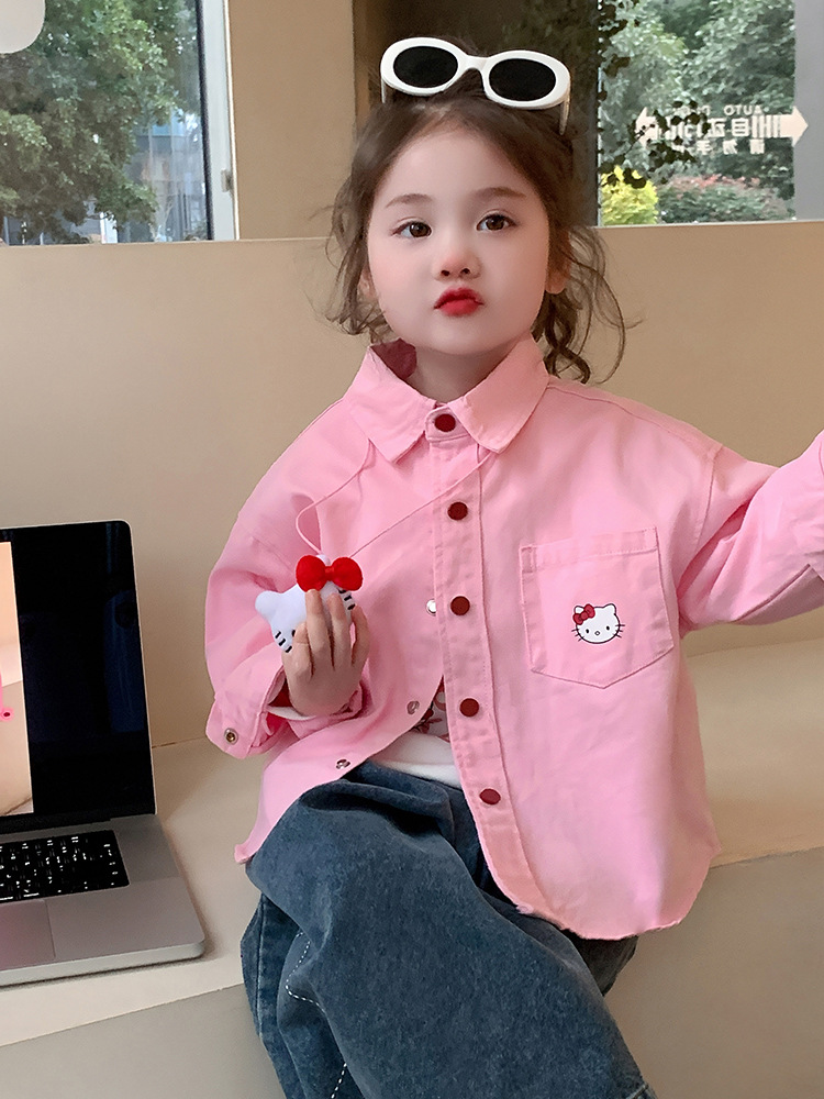 Camisas para niñas primavera y otoño 2025 nueva chaqueta de camisa delgada de estilo occidental para niñas