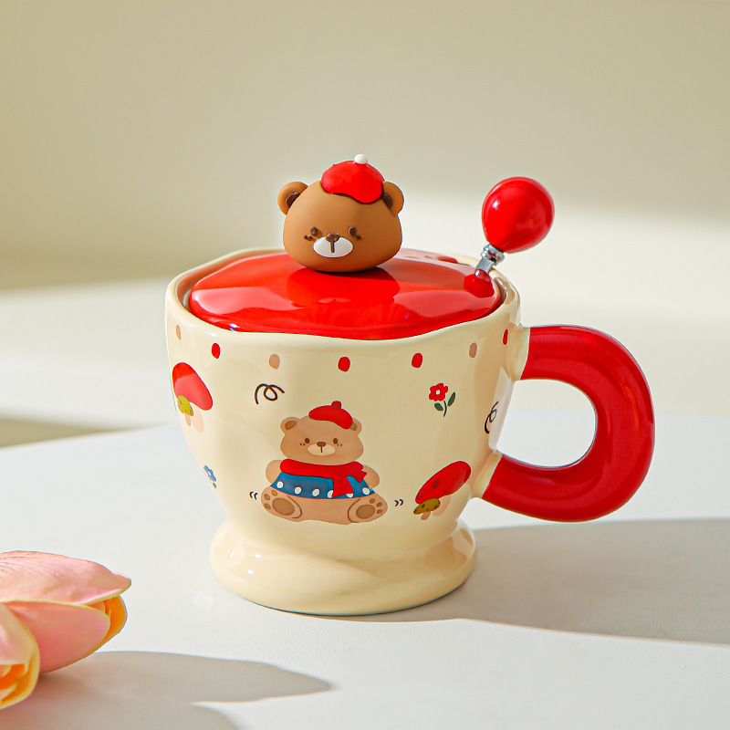 Creativo encantador cartón oso cerámico taza de oficina taza de café taza de agua taza de desayuno pareja taza