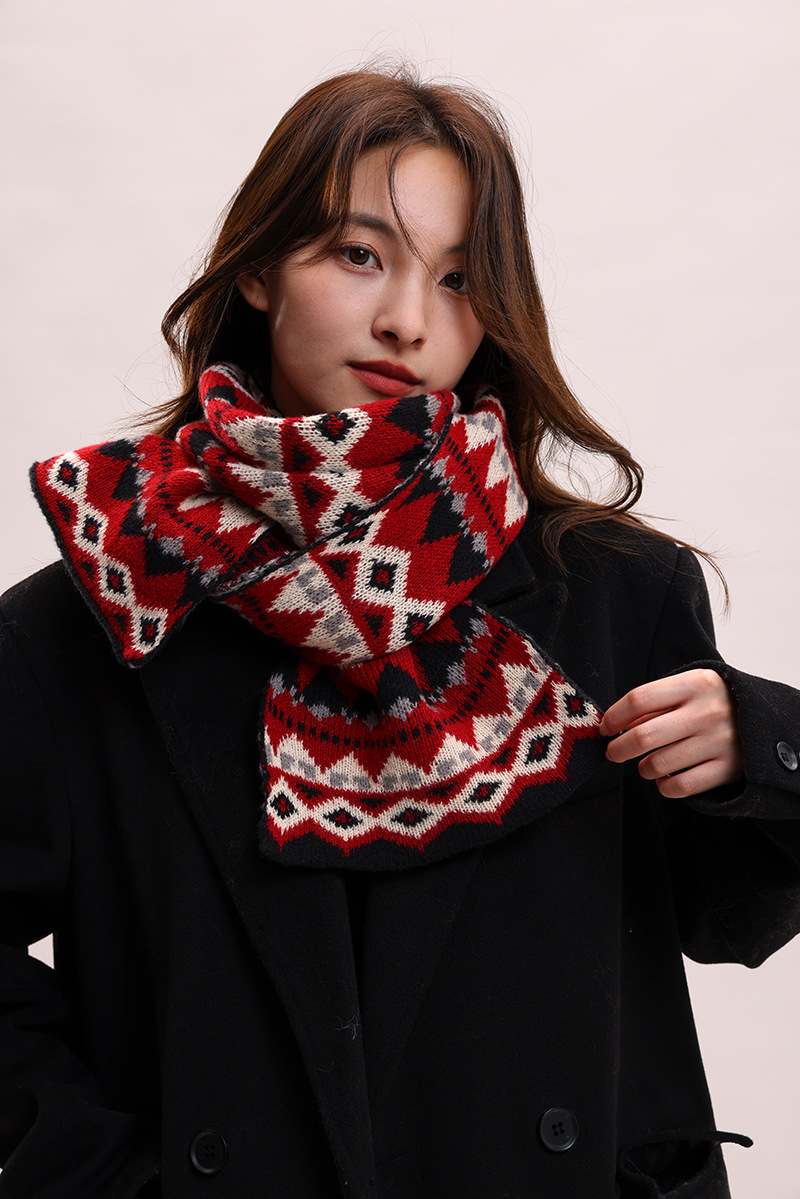 Jacquard Herbst Winter, koreanische Version und Hut, zweiteiliges Set, Schal für Frauen, vielseitig, Studentin, Paar, warmer Schal_voghion.com