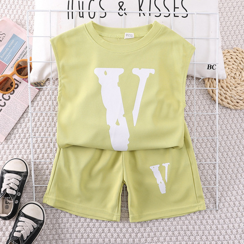 Boys' Tank Top Set 2024 New Trendy Baby Summer Outfit Sleeveless Sports Wear Infants and Toddlers Two-Piece Set Wholesale