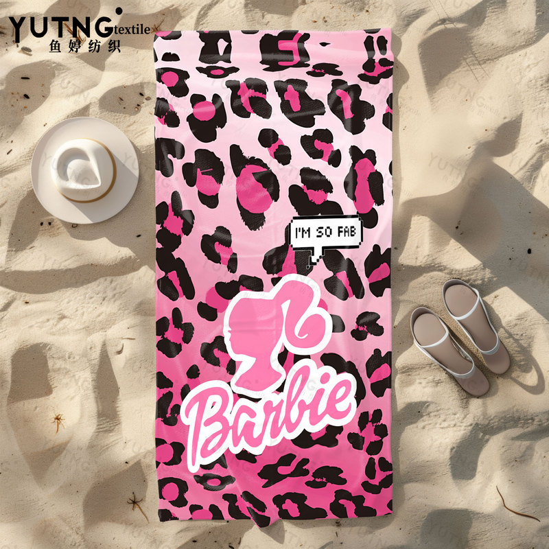 Cross-Border Barbie Pink Leopard Print Beach Towel Microfiber Quick-Drying Absorbent Bath Towel Swimming Towel Printed Cross-Border Barbie Pink Leopard Print Beach Towel Microfiber Quick-Drying Absorbent Bath Towel Swimming Towel Printed