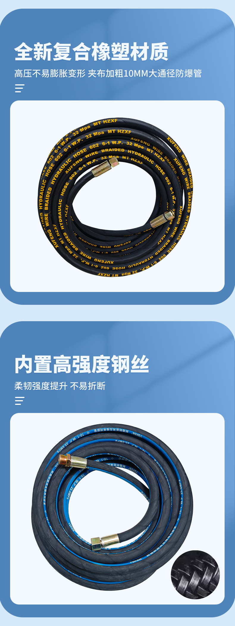 Shanghai Keqiu 280/380A/55/58 Car Washing Machine High-Pressure Water Pipe Steel Wire Pipe Cleaning Machine Car Washing Machine Outlet Pipe