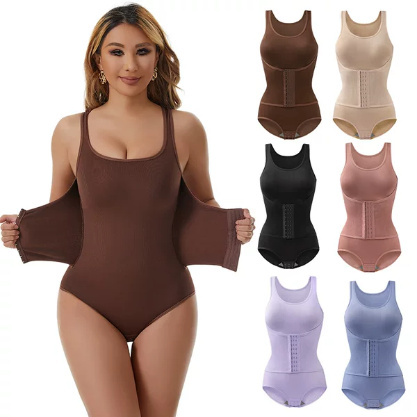 European and American plus-size one-piece shapewear with buttons, integrated body-shaping, tight-fitting, enhanced shaping, tummy control pants, triangle-style shapewear