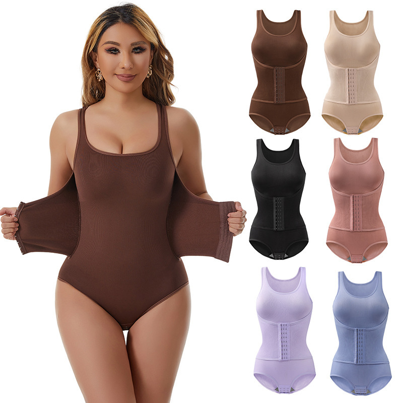 European and American plus-size one-piece shapewear with buttons, integrated body-shaping, tight-fitting, enhanced shaping, tummy control pants, triangle-style shapewear