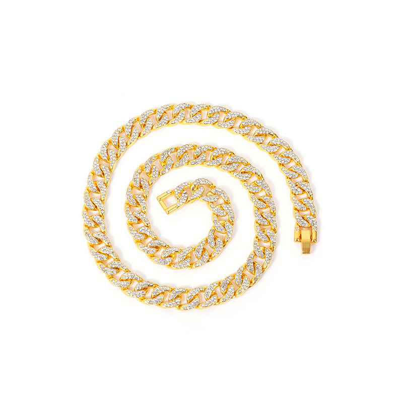 Collar de hip-hop con diamantes completos, popular transfronterizo, joyería punk cubana para hombre europeo y americano, fabricante de collares cubanos de 10 mm