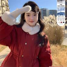 花栗鼠小姐 雪宝3.0 仿貂毛领外套小个子短款超好看收腰羽绒服女