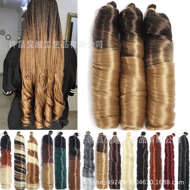 Wig French-Style Long Curly Hair Loose Wave Crochet Hair Single Tube Large Spiral Curls 24Inch