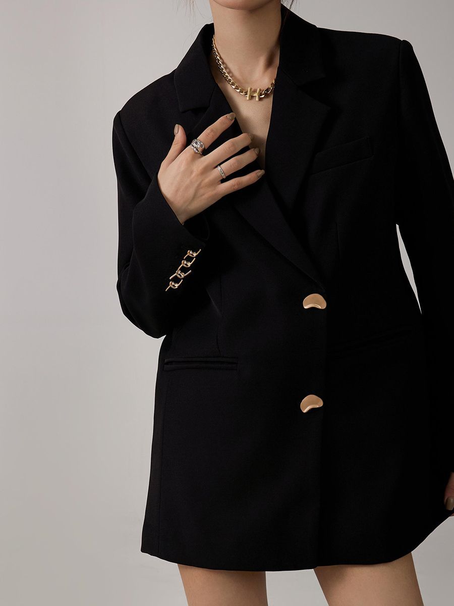 Black Blazer Women's Silhouette Slimming Small Suit Autumn New Korean Style Casual Design Trendy Suit