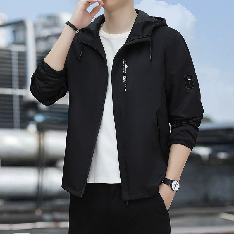 2023 мальчики с капюшоном Весенняя и осенняя куртка Деловая повседневная мужская топ осень новый повседневная куртка