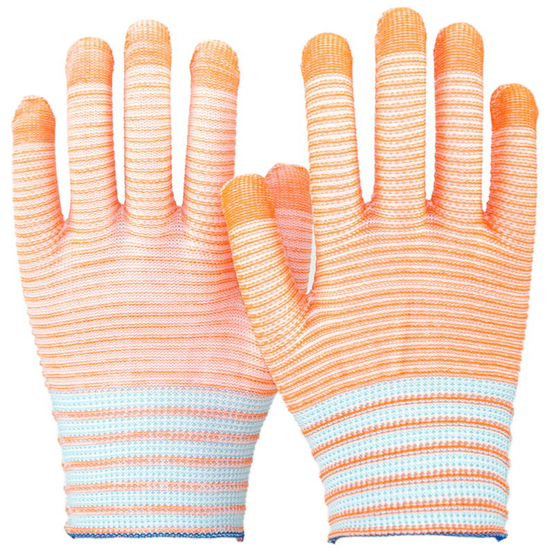 Guantes de línea de cebra de color delgado de nylon elástico transpirable y resistente al desgaste para trabajar cómodo y suave
