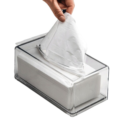 Transparent Acrylic Tissue Box Face Towel Storage Box Desktop Kitchen Restaurant Napkin Bathroom Tissue Box