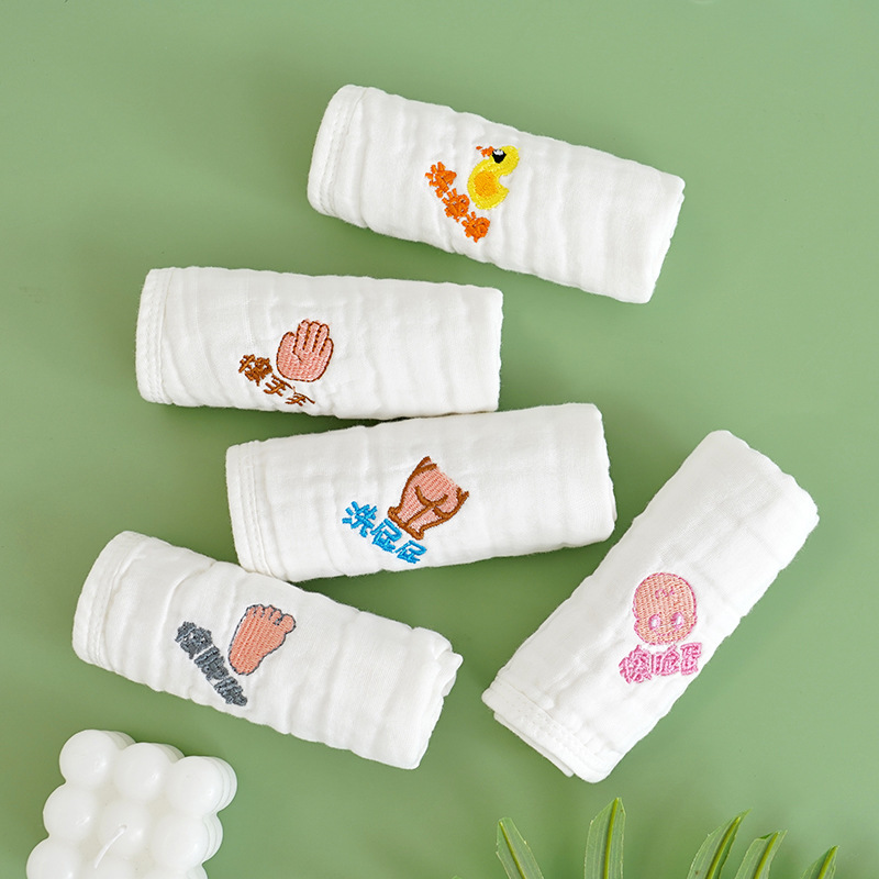 洗臉巾 紗布純棉小方巾新生兒A類小毛巾六層高密泡泡口水巾批發