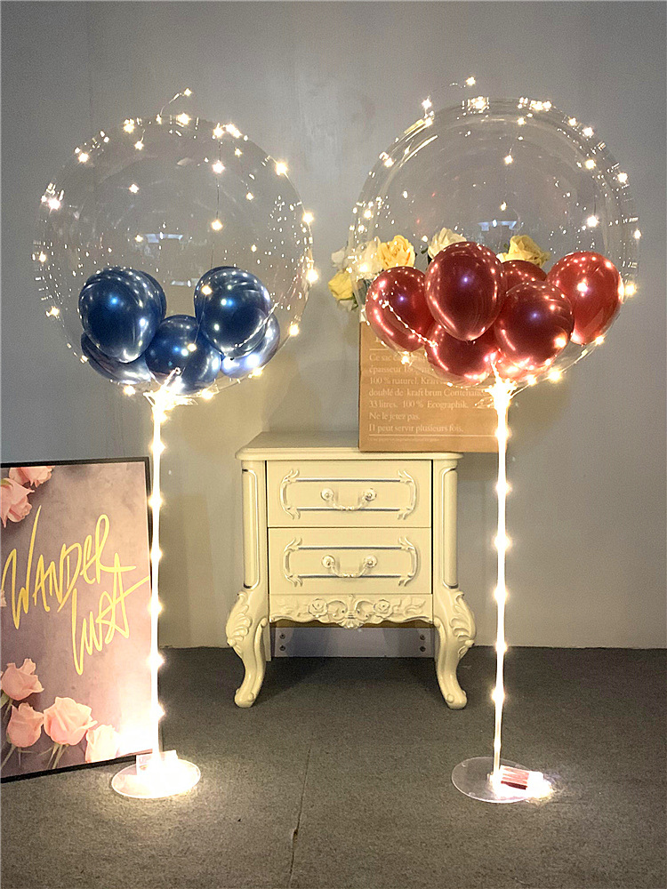 生日裝飾場景布置金屬氣球桌飄道具網紅髮光波波球立柱
