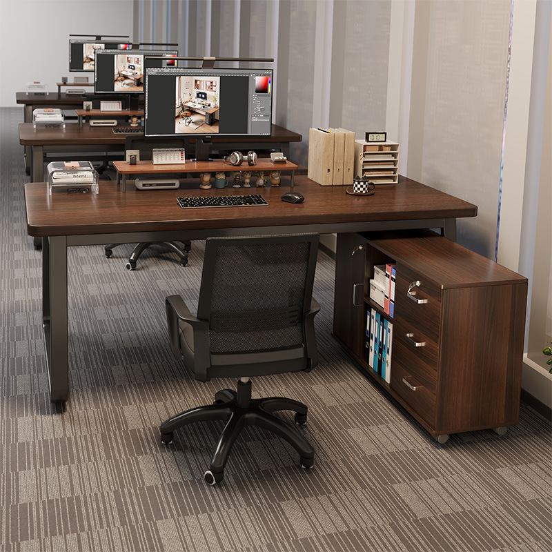 Escritorio, personal, personal doble, mesa y silla, mesa de oficina combinada, escritorio de computadora moderno simple con archivador