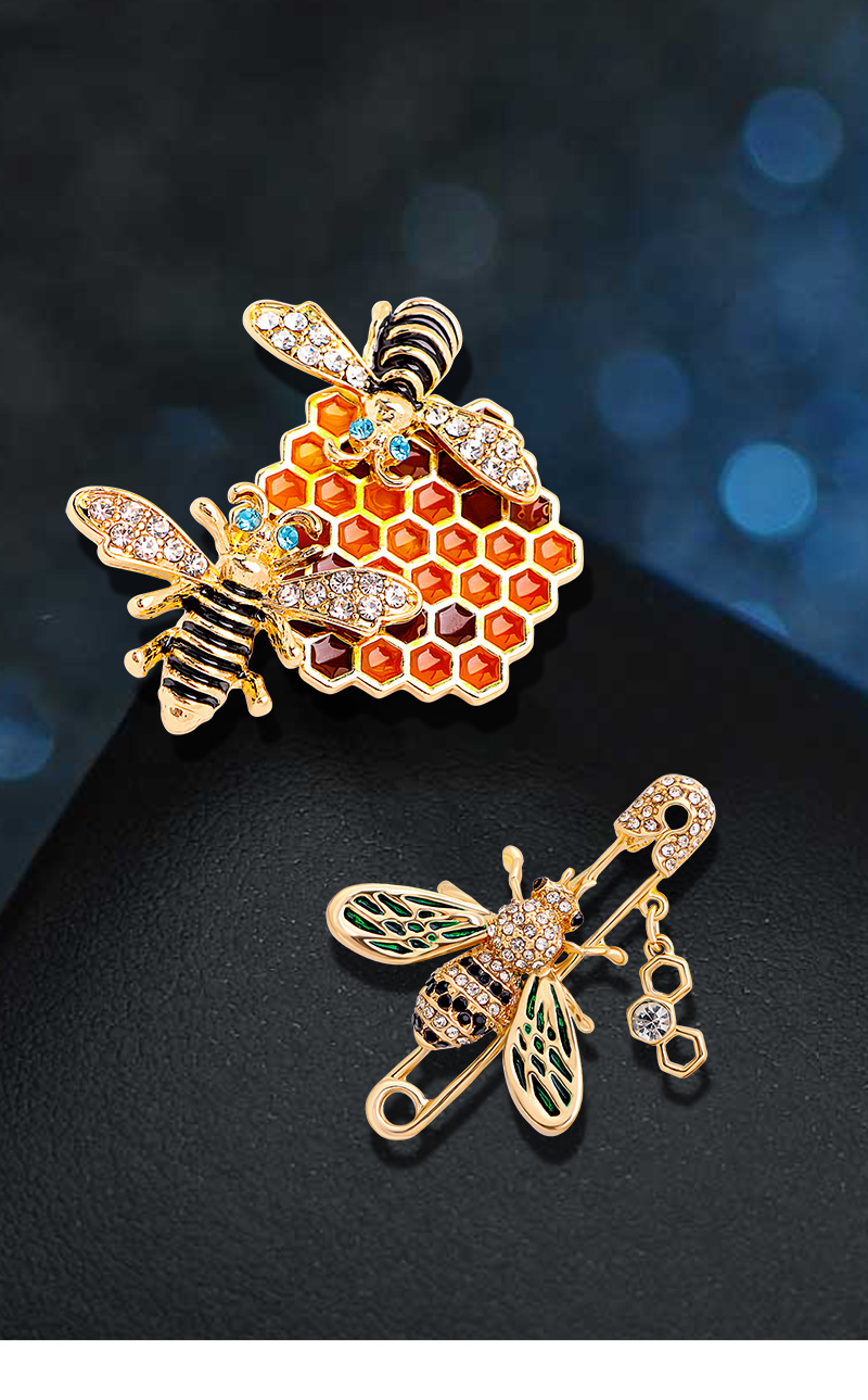 11g Weight Elegant Classic Style Pin Alloy Rhinestone Enamel Unisex Brooches
