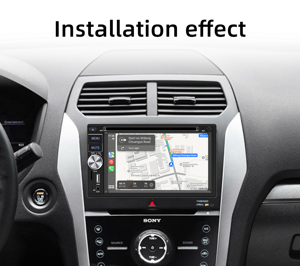 Wired Carplay 6.2inch Dual-Station Car Dvd Cd Bluetooth Mp5 Player Hd Reversing Image 12V