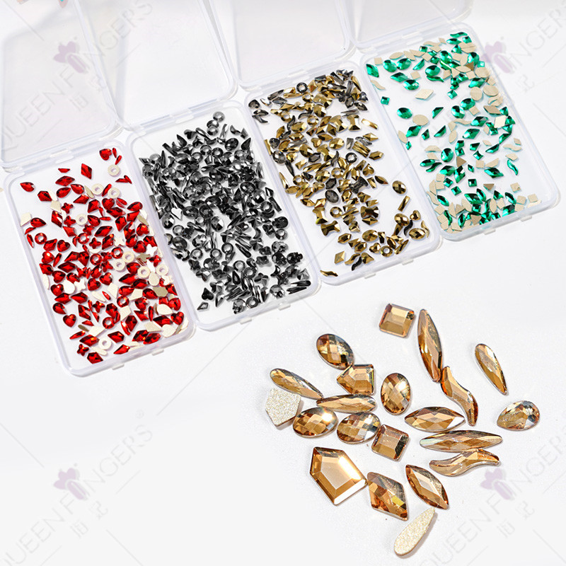 Accesorios de uñas de forma especial de diamante mezclado AB color mágico taladro de uñas plana diamante en forma especial DIY resina de uñas pegatinas de diamantes de imitación