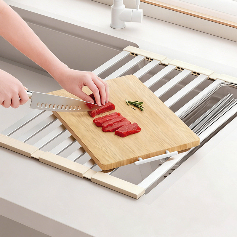 fregadero plegable drenaje rack cocina piscina doméstica palillos almacenamiento rack platos de lavado de verduras drenaje rack platos image 4