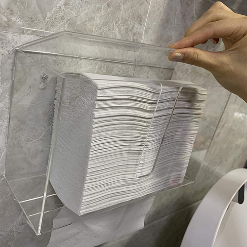 Manufacturer wholesale wall-mounted tissue box without punching bathroom large tissue paper creative cabinet transparent hand tissue box