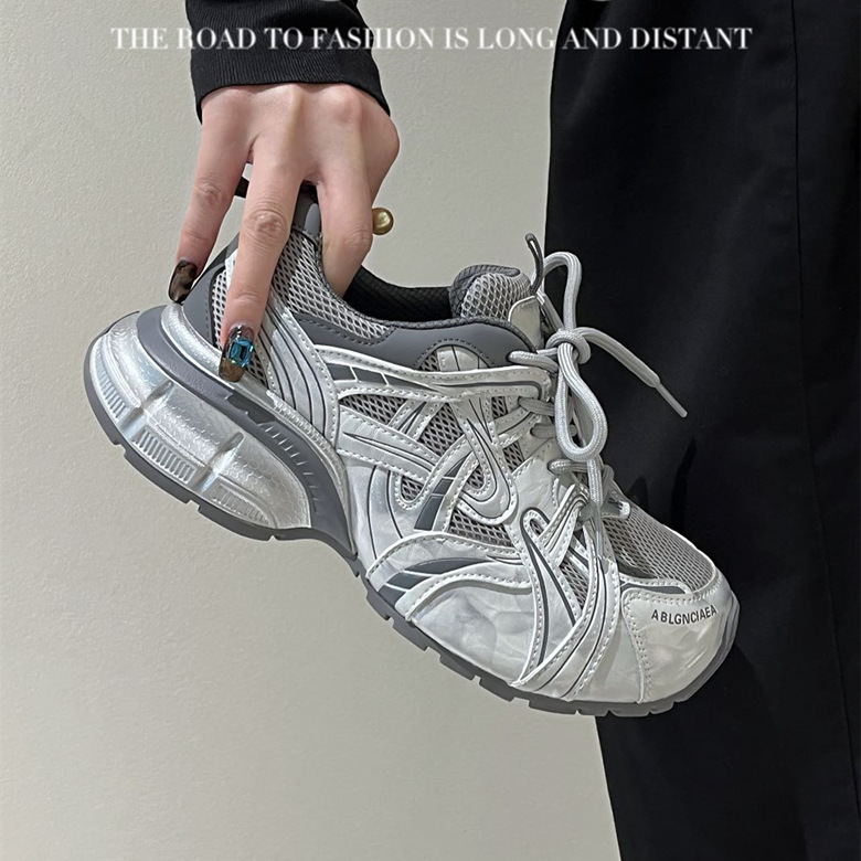 2025 New Style Mesh Thick-Soled Dad Shoes with Plush Lining, Casual Sneakers That Make You Look Slimmer, Versatile Women's Shoes for Petite Figures