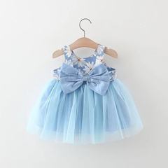 女童夏裝新款花朵吊帶網紗裙夏天女寶寶薄款沙灘連衣裙公主裙2859