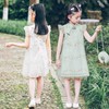 Lace summer cheongsam, summer clothing, children's small skirt, bag flower-shaped, lace dress