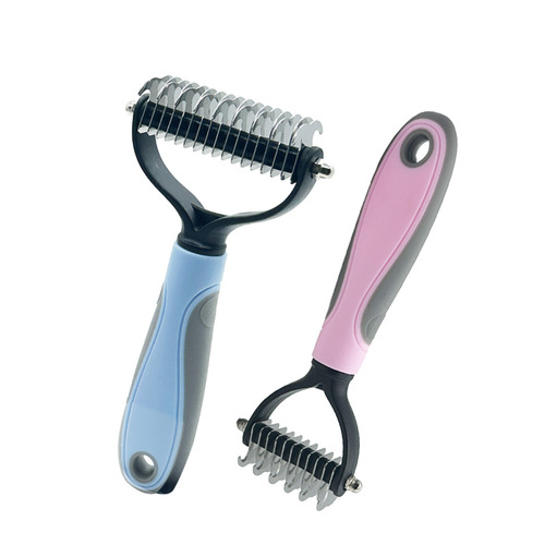 Cross-border best-selling stainless steel double-sided open knot pet comb cat comb hair removal cleaning pet comb dog comb