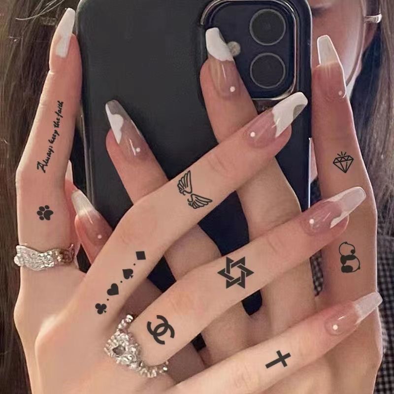 Herbal Juice Finger Semi-permanent Non-reflective ins Wind Waterproof Long-lasting Simulation Juice Tattoo Sticker Super Cute