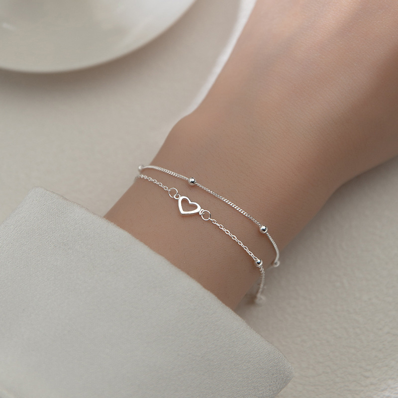Double Layer Heart Bracelet For Women Elegant Niche Design Jewelry_voghion.com