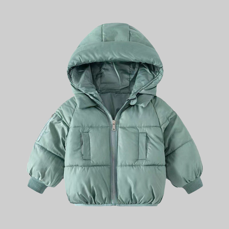 Ropa de algodón para niños, chaqueta de moda para niños, chaqueta de algodón caliente para niños con sombrero de otoño y invierno