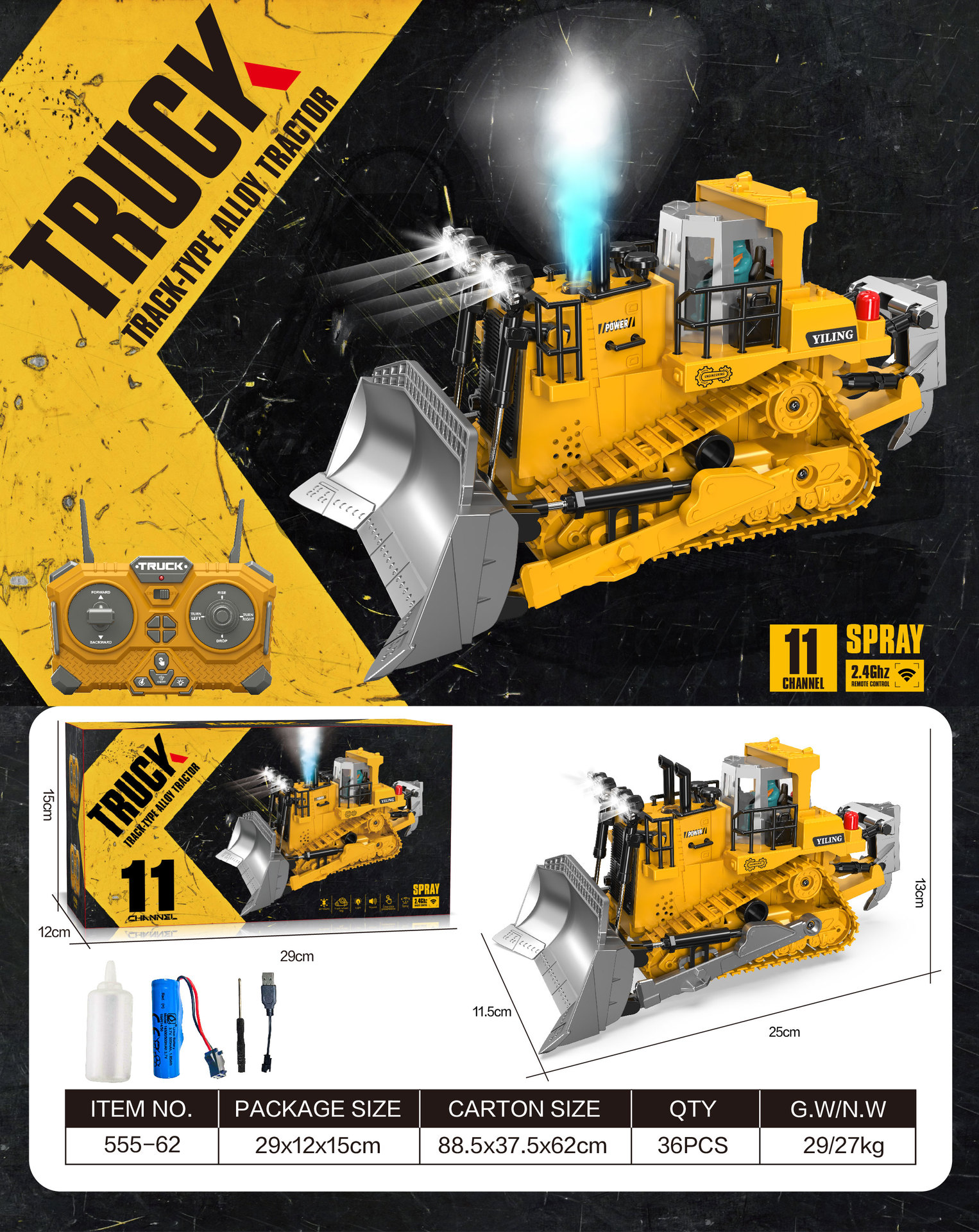 Bulldozer de aleación de 11 canales (con función de pulverización)