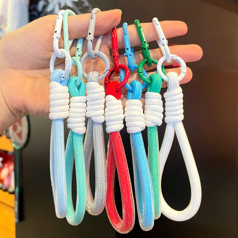 Mesh Short Colorful Lanyard Key Ring Buckle Dopamine Nylon Woven Rope Bag Keychain Pendant Key Chain