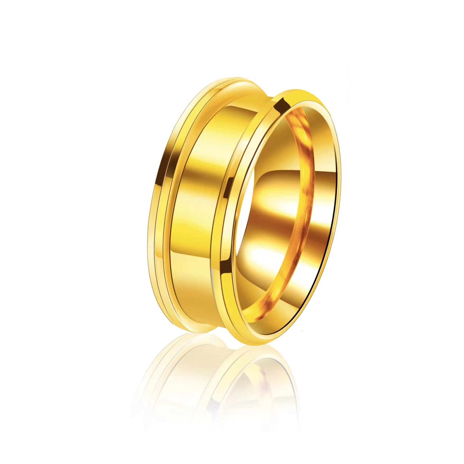 Holiday, Daily Occasion 304 Stainless Steel Material Sweet Solid Color 304 Stainless Steel Plating Gold Plated Men's Rings