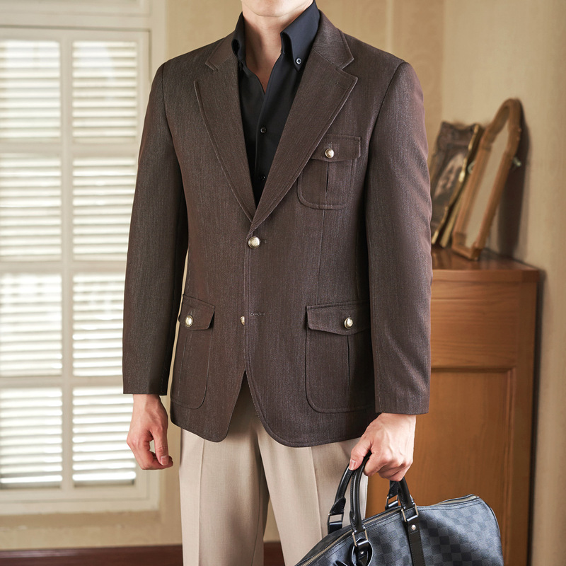 2025 Casual Blazer Men's Spring and Autumn High-End Handsome Old Money Style Uniform A311-Dx812-P170 2025 Casual Blazer Men's Spring and Autumn High-End Handsome Old Money Style Uniform A311-Dx812-P170