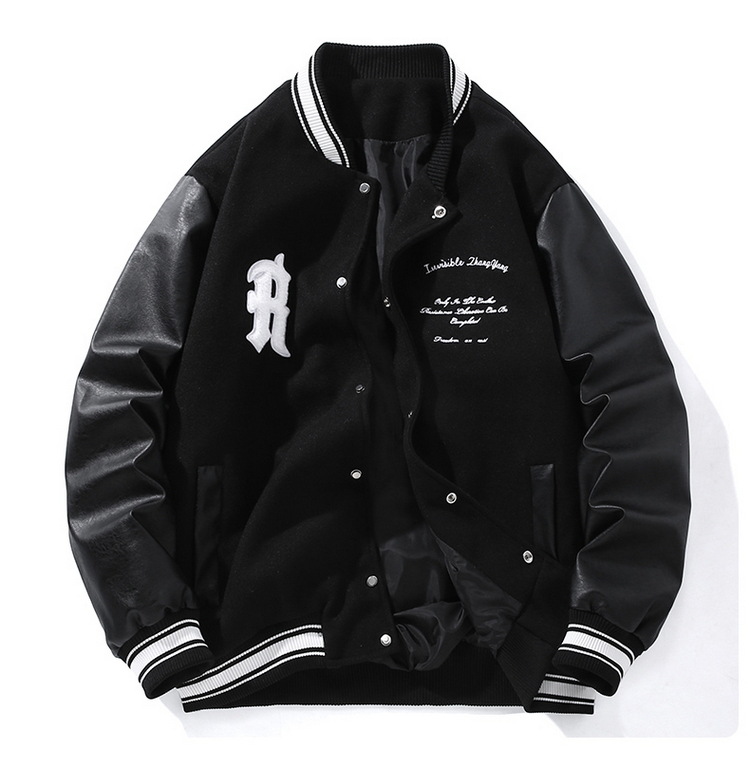 Herrenbekleidung Handtuch Schwiegermutter Stickerei Herren Frühlings- und Herbstkleidung gespleißt PU-Leder Retro plus dicke übergroße Jacke Baseballuniform_voghion.com