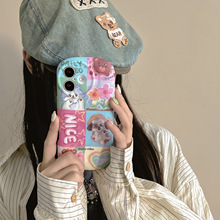 油画可爱卡通动物适用iPhone16pro max苹果15手机壳13/14新款磨砂