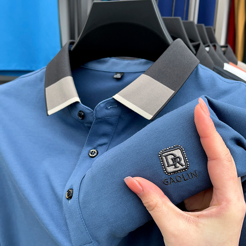 Camiseta de manga corta de algodón mercerizado verano de los hombres nuevos hombres de negocios Delgado Polo camisa papá camiseta Top batch