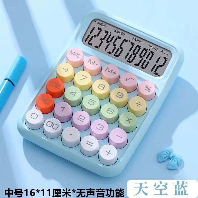 Nuevo 12-bit botón grande teclado flexible Calculadora de estudiante diosa color caramelo Oficina Contabilidad financiera