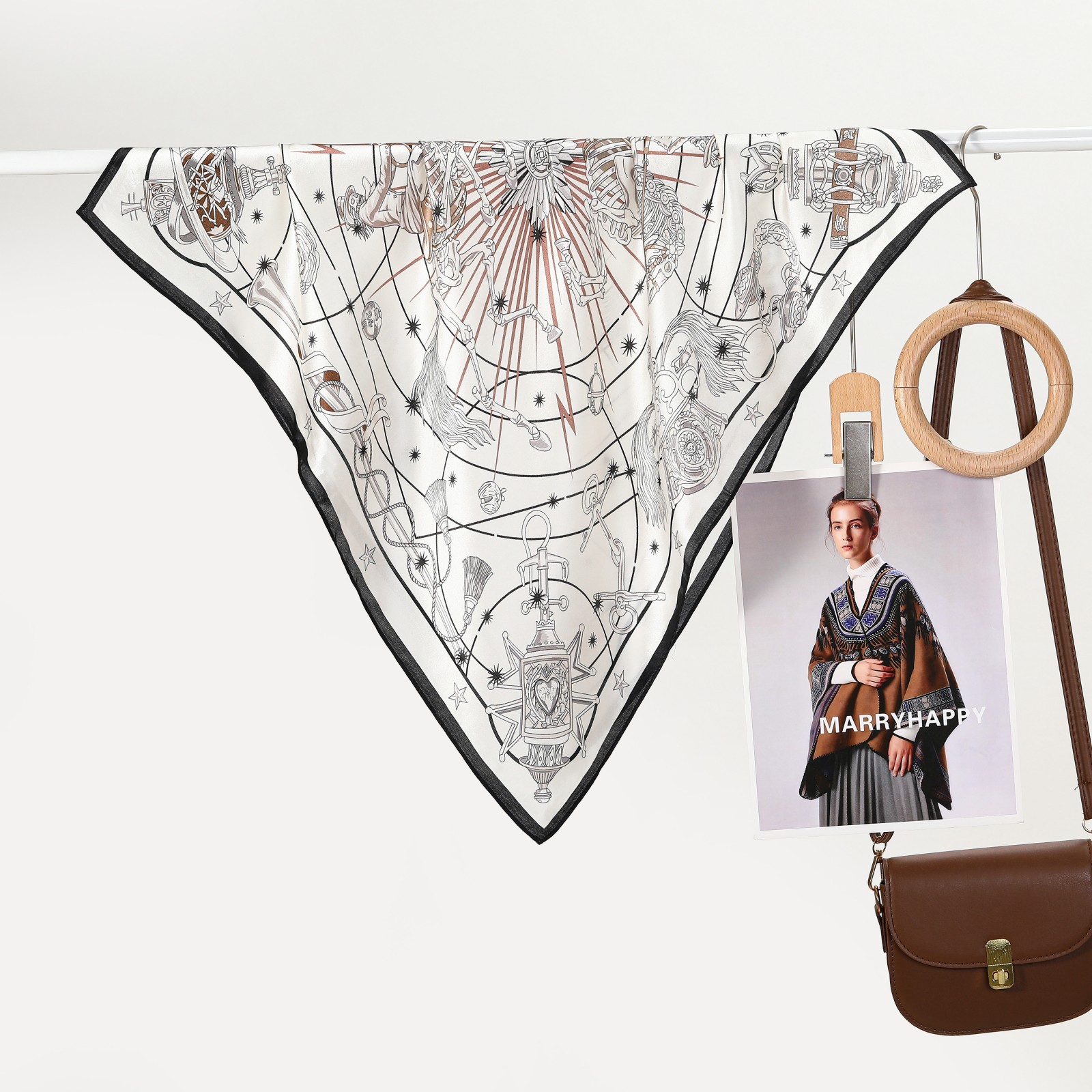 Vintage astrologi häst silkeshalsduk för damer elegant_voghion.com