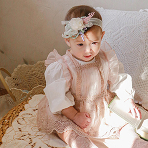 2024 Spring Strawberry Sugar Korean Children's Dress Girl Princess Dress Lace Vests Backless Skirt