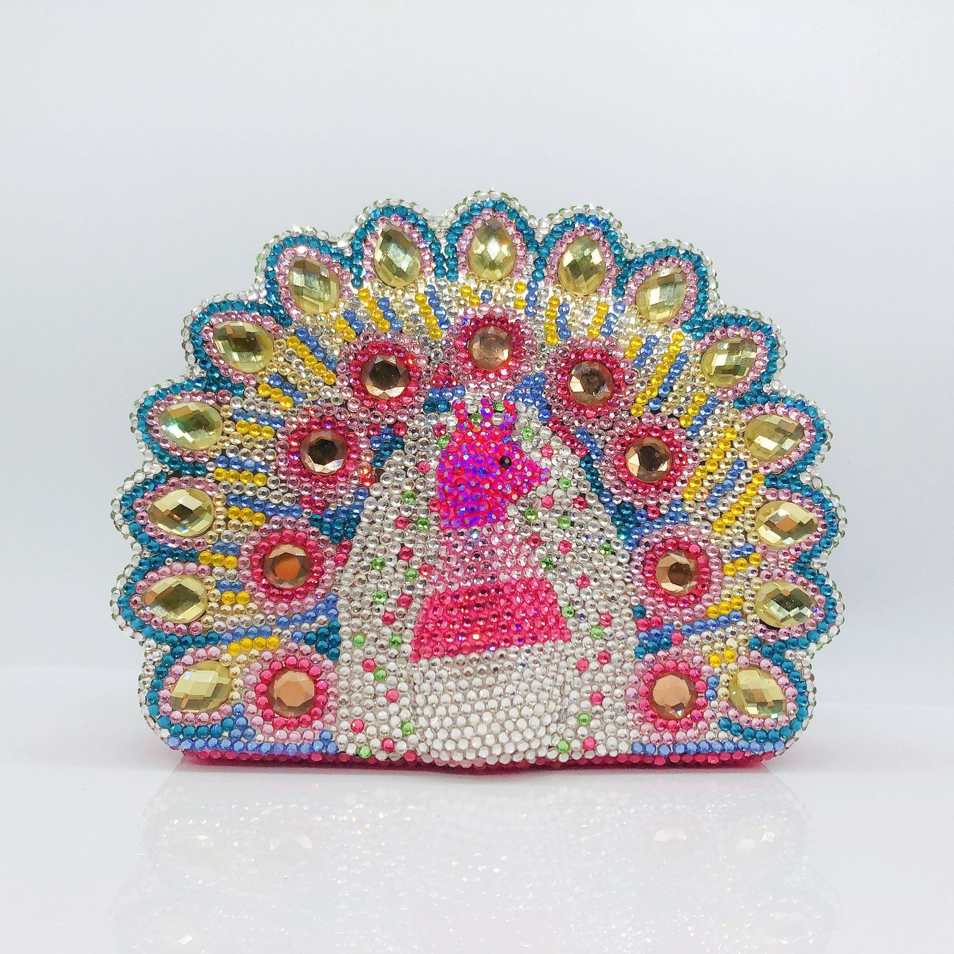 BL047 Peacock Open-Screen Diamond Banquet Bag