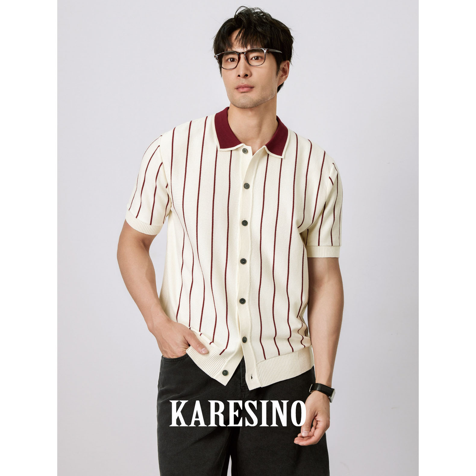 Polo camiseta de punto camiseta de manga corta hombre cardigan rayas viejos negocios de verano transfronterizo transpirable fábrica al por mayor