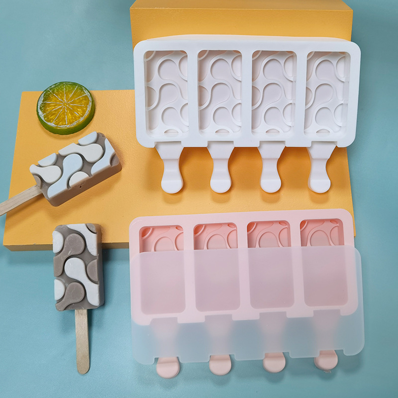 Sanxin molde de helado de agua de 4 piezas con tapa DIY hogar hecho en casa Popsicle bandeja de hielo máquina de hielo herramienta abrasiva de silicona