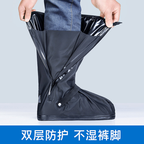 Rain boots for men and women, waterproof rain boot covers, non-slip, thickened and wear-resistant water shoes, rain shoe covers, cycling high-top rainproof overshoes